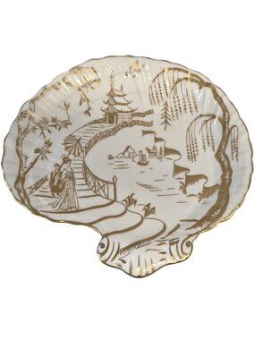VTG Hammersley Golden Geisha Shell Dish Pattern 4758 Regencycore Grandmillennial
